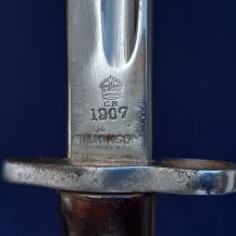 British Lee Enfield 1907 Pattern Bayonet, Chromed with Unusual Reverse Seam Scabbard 12